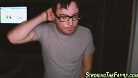 Petite blonde cougar milf sucks and strokes hard cock hungrily