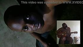 blogging topless outdoors adding sounds to songs in beautiful summer heat