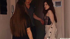 i and my girlfriend took turns fucking the food delivery guy bareback he filled our mouths with cum!