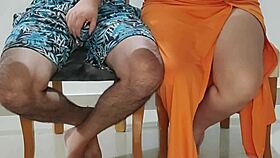 She's riding wild even after dinner bust!