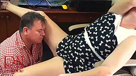 boss lady dominates employee with juicy pussy licking in hidden office femdom cam