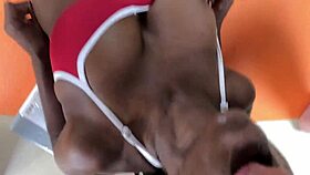 Oh Flower, fuck that huge cock while sucking Lou's balls and ass!