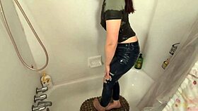 desperate amateur pee builds to hot golden shower