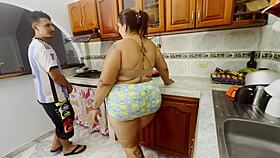 that latina escandalo gets bareback fucked hard in kitchen with huge moans and squirt