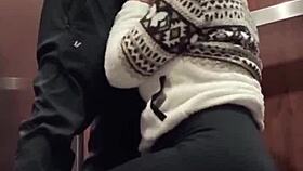 they got so horny after bar hopping for wild elevator public fucking