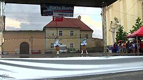 two charming majorettes showcase their energetic cheer skills