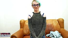 Exotic Nerdy Coed Raven Moans as Wet Twat Gets Fingered Before Ass Pounding