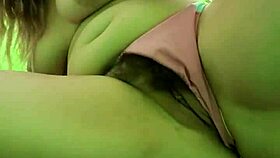 Hairy wife Kendra masturbates with big black dildo outdoors at camp