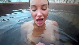 monika fox delivers quick winter blowjob then masturbates in snowy nature