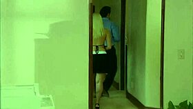 boss tests blonde assistant's shaved pussy riding skills cumming on her belly closeup