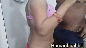 indian wife sneaks quick creampie fuck with neighbor in close up action