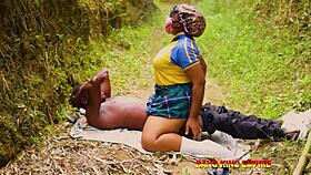 Ebony Tribe Woman Pounds Massive Outdoor Cock Hard