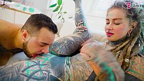 tattooed goth pornstar gapes atm from huge italian cock cumshot covers her entirely