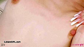 redhead petite model strips sexy body during hot casting interview on sofa