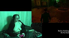 Curvy BBW brunette's big tits bounce in naked game play 👀🎮