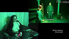 Curvy BBW brunette's big tits bounce in naked game play 👀🎮