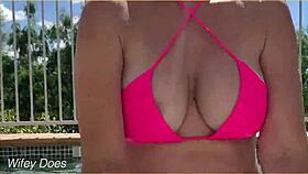 Wife Dares To Flash Massive Tits At Hotel Pool Publicly