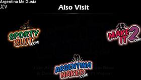 Skinny busty brunette's round ass in thong panties begs for attention