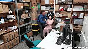 narrative shoplifter with massive tits gets groped hard by security officer in backroom bust