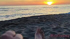 Risky Public Beach Cock Flash Ends in Explosive Cumshot!