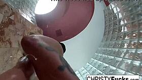 Brunette Christy and Tattooed Dahlia Lick Pussy in Hot Lesbian Shower BTS Fun