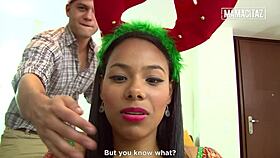 Huge Tits Latina Andrea Flores Cheats with Neighbor's Massive Cock at Christmas!