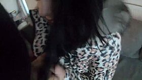 Milfycalla takes hard face fucking with cumshot on glossy jacket