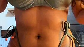 check out this sexy amateur with natural tits licking pussy deep