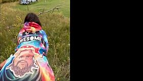 destroying her tight pussy outdoors on holiday