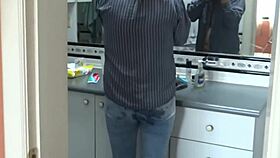 stepmom's ass creamed with huge load jeans pulled down voyeur cam