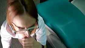 doctor office visit turns into playful positions and finale