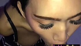 Ladyboy Emmy eagerly SUCKS client's HARD COCK before TIGHT ASSHOLE gets POUNDED hard