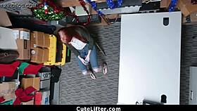 ginger teen caught stealing electronics gets fucked by burglar in garage pov