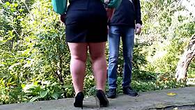 i spy curvy mature bbw flashing hairy pussy peeing wildly on public street like slut