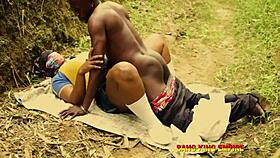 Ebony Tribe Woman Pounds Massive Outdoor Cock Hard