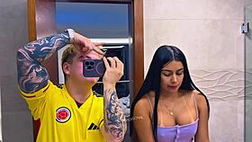 alone home with hot colombian teen watching netflix turns into wild creampie ride