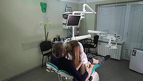 doctor office visit turns into playful positions and finale