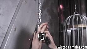 detailed tour through friend's intense bdsm domination dungeon