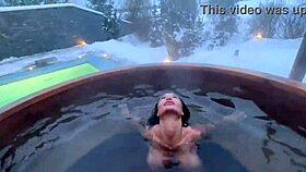 monika fox delivers quick winter blowjob then masturbates in snowy nature
