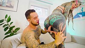 tattooed goth pornstar gapes atm from huge italian cock cumshot covers her entirely