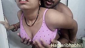 indian wife sneaks quick creampie fuck with neighbor in close up action