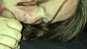 Wife spits deep on throbbing cock moans wildly!