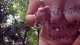 bound french slave humiliated outdoors chained forest doggystyle vibrator orgasm