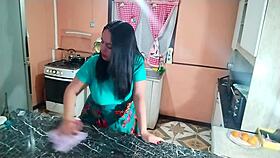 damn my horny wife bends over kitchen counter begging...