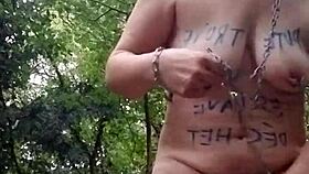 bound french slave humiliated outdoors chained forest doggystyle vibrator orgasm