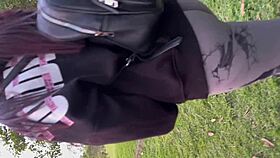 convinced hot latina teen friend to ride cock outdoor public almost caught forest