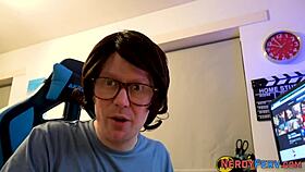 newbie slut tricked into sucking nerds cock with handjob facial finish