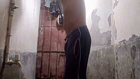 kolkata boy strokes monster cock alone in bathroom