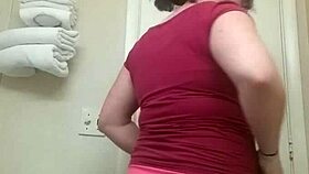 watching this sexy shemale striptease in panties gets me so hard