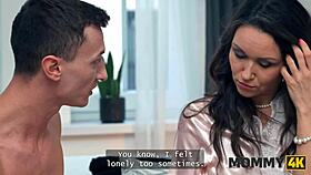 brunette milf gets dripping wet watching neighbor's monster cock action